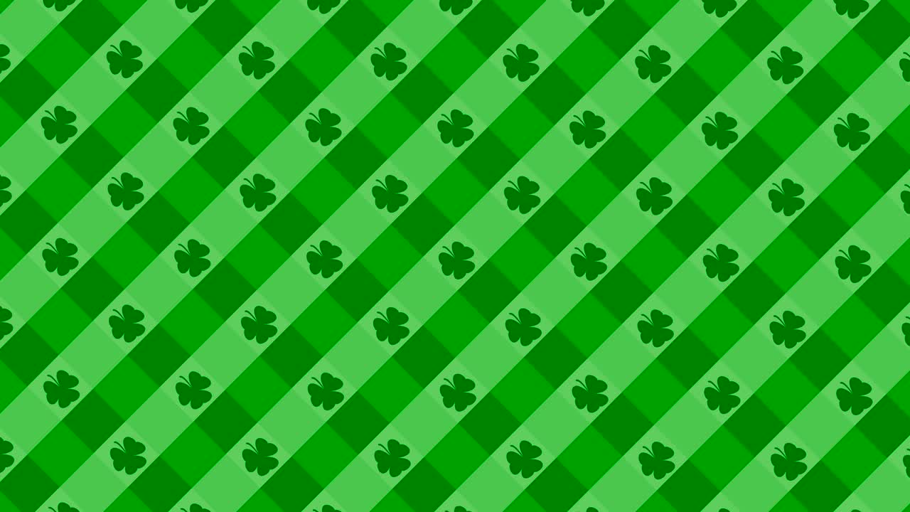 Sfondo per il Giorno di San Patrizio con motivo a trifogli che cadono. Per una festa festosa in pub. Rendering 3D, loop 4k.