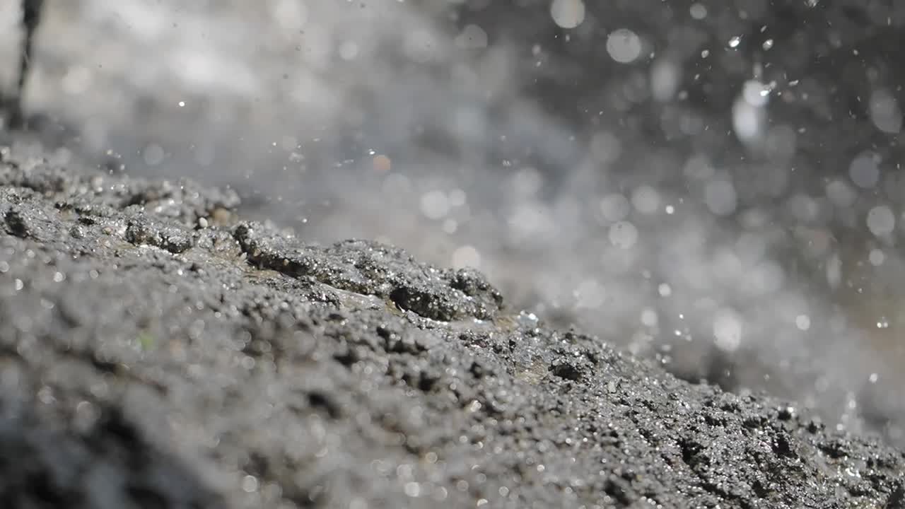 Rain falling on a surface