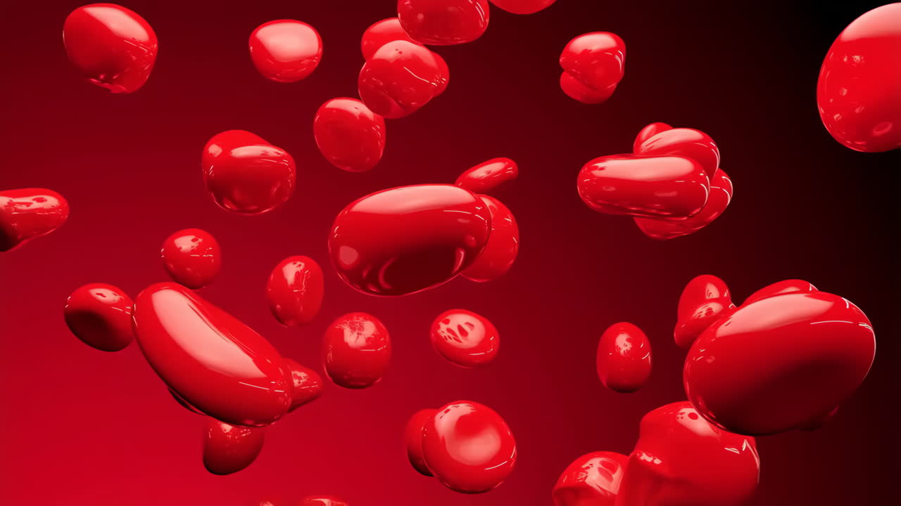 Abstract Red Blood Cells Floating in Fluid