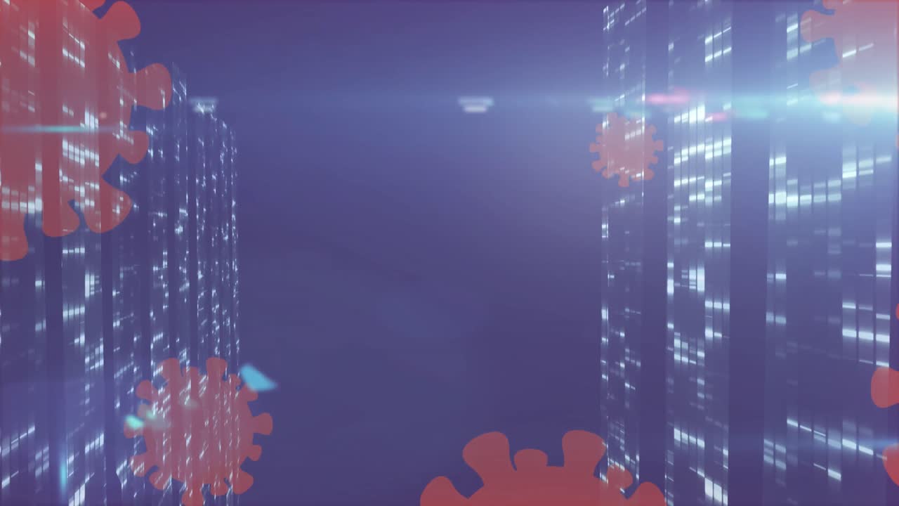 Animation of light spots over virus cells