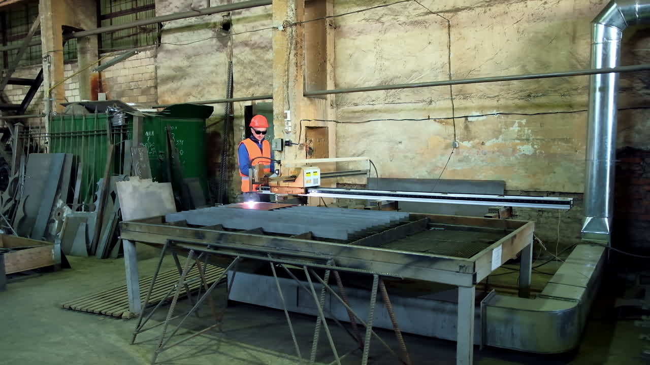 Laser cutting of metal. Cutting of metal with light spark