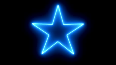 4k star on blue fire spin on black background. copy space for text or logo.