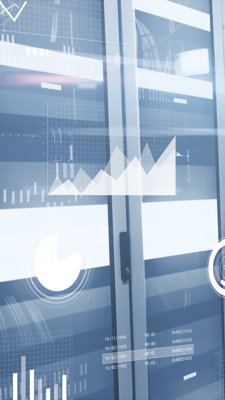 Animation of data processing over server room | Premium Stock Video Footage