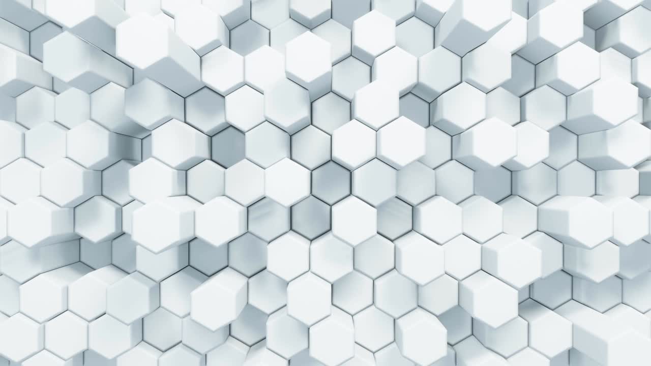 abstracto blanco hexagonal superficie ondulante fondo de ciencia ficción, animación en bucle 3d 4k