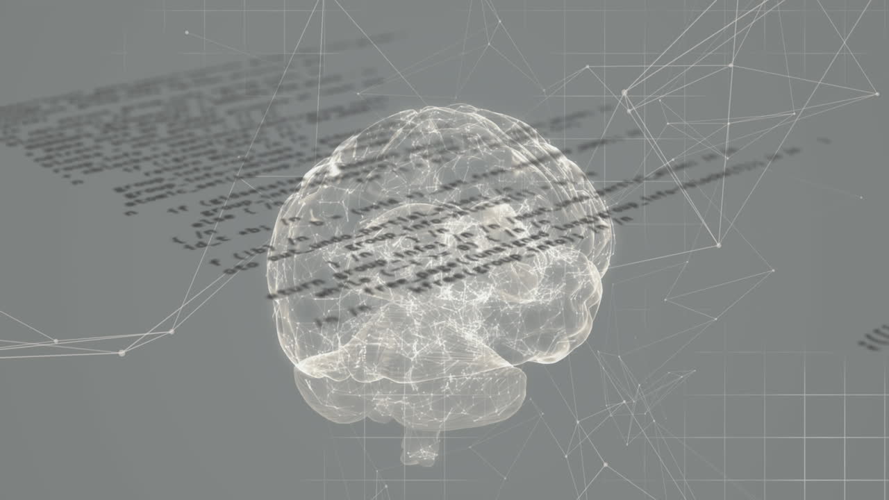 animación del procesamiento de datos y la red de conexiones con el giro del cerebro humano