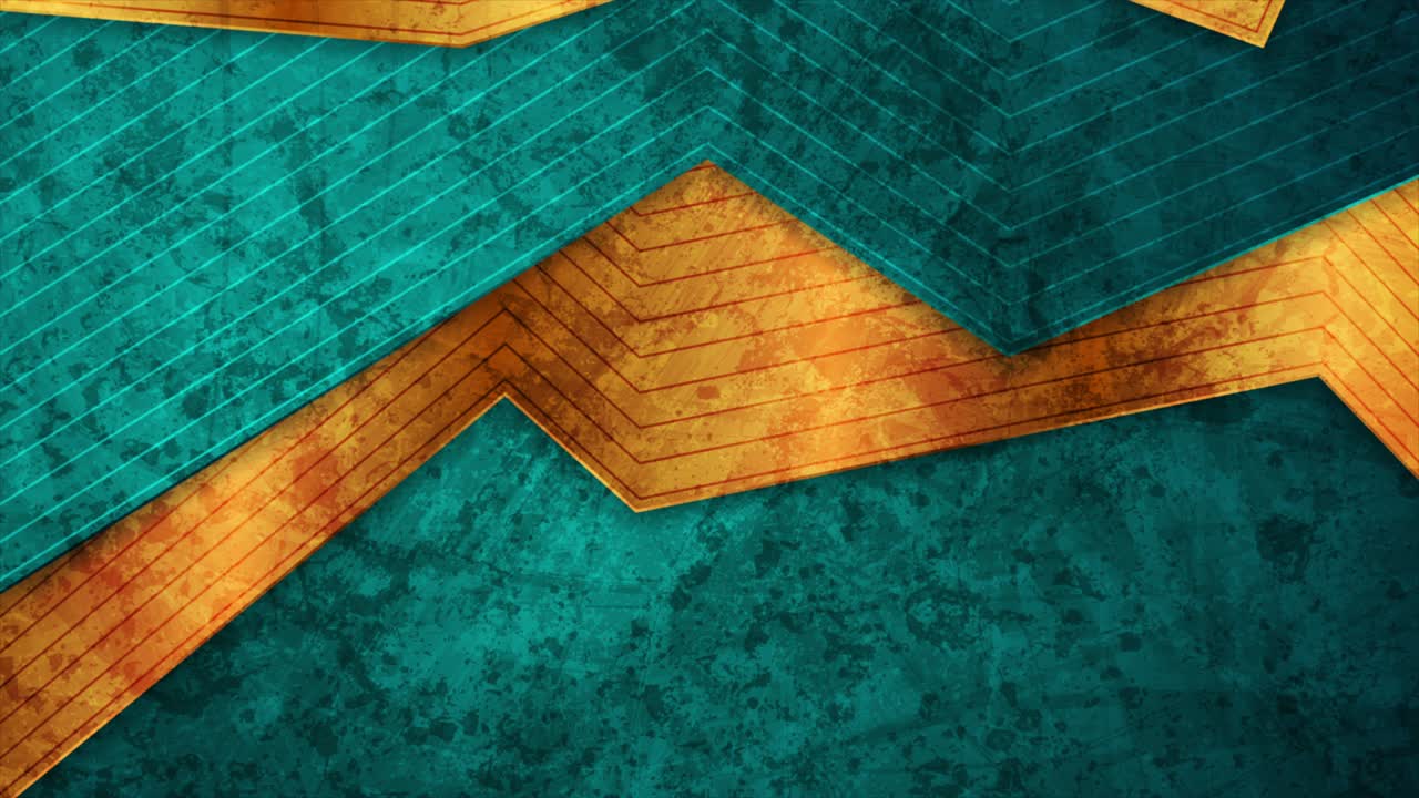 Abstract turquoise and golden grunge corporate motion background