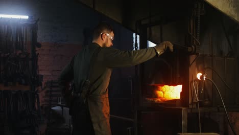 blacksmith working in a forge