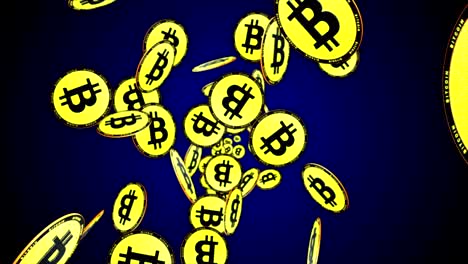 animación de monedas de bitcoin, fondo, renderización y bucle