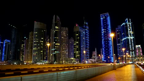 uhd 4k dubai marina night time lapse, united arab emirates
