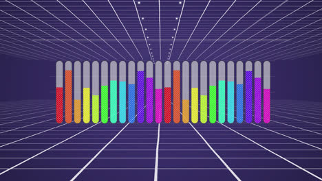 gráfico de barras colorido sobre fondo púrpura