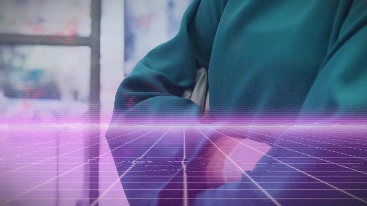 병원 에서 백인 여성 의사 에 대한 네온 라인 의 애니메이션