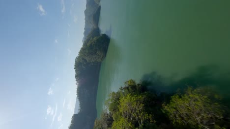 drone fpv of lake in los haitises national park, dominican republic