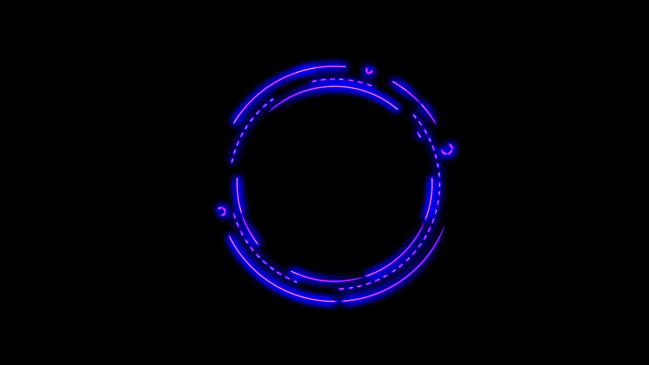 animación línea de neón sin costuras moviéndose continuamente en un círculo. círculo de animación 2d con líneas de neón.