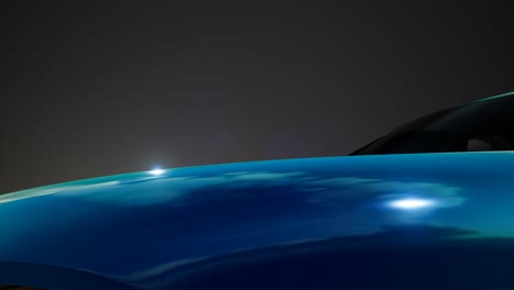 luxury sport car in dark studio with bright lights