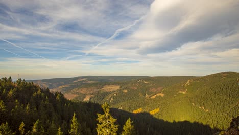 timelapse in thuringian forest with passing clouds in summer