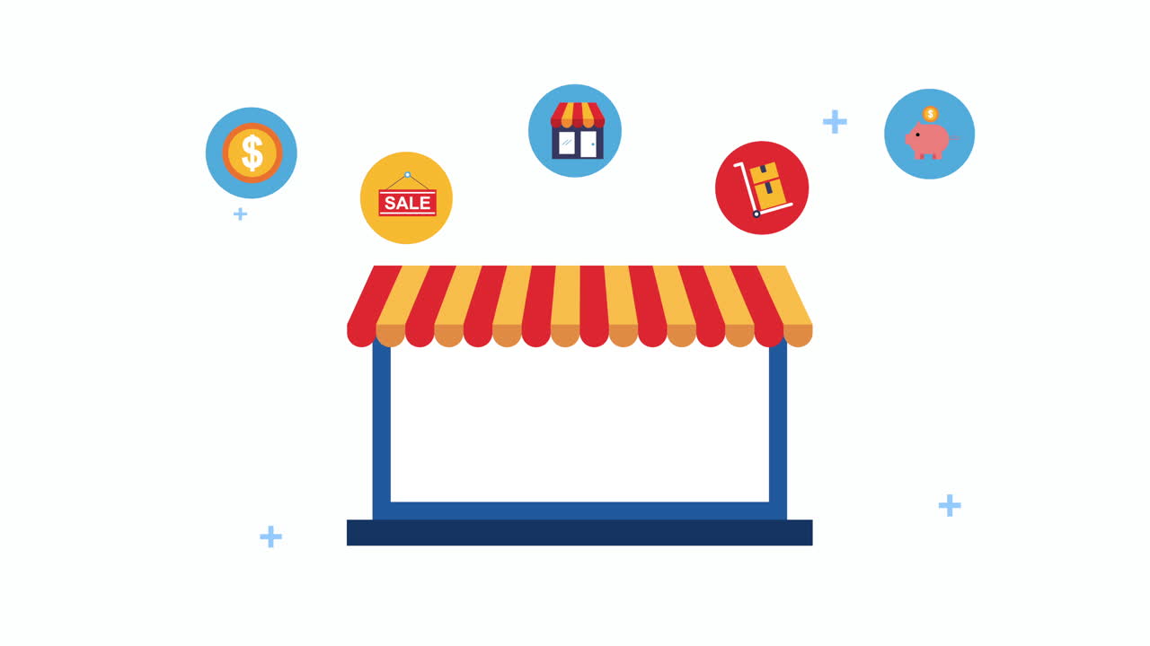 전자 상거래 아이콘이 있는 노트북