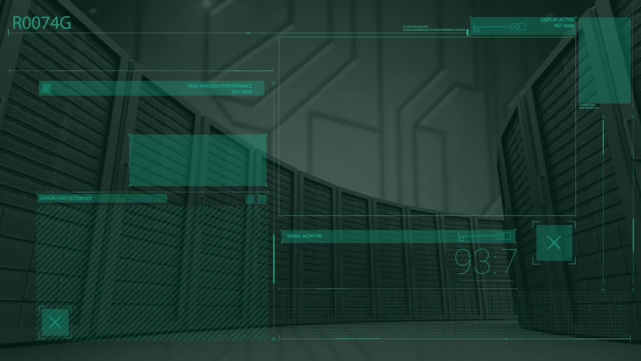 animación de las pantallas de la interfaz digital de la computadora escaneado