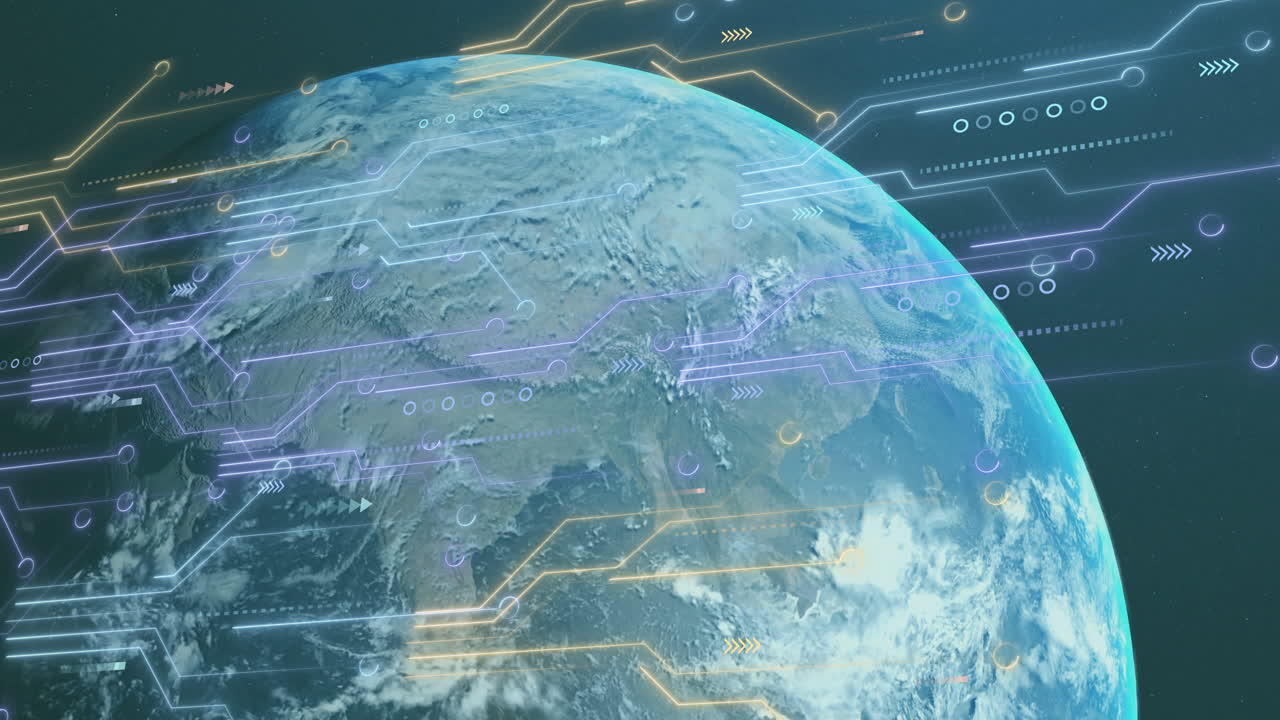 디지털 회로 및 데이터 프로세싱: 우주에서 지구의 애니메이션