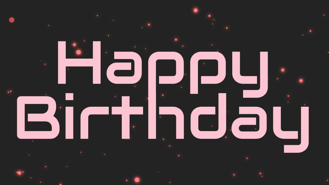 feliz cumpleaños animación con negro y estrellas de fondo