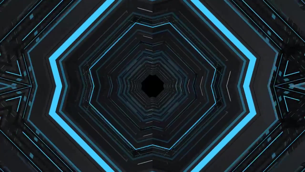 Abstract Futuristic Tunnel with Glowing Blue Neon Lights