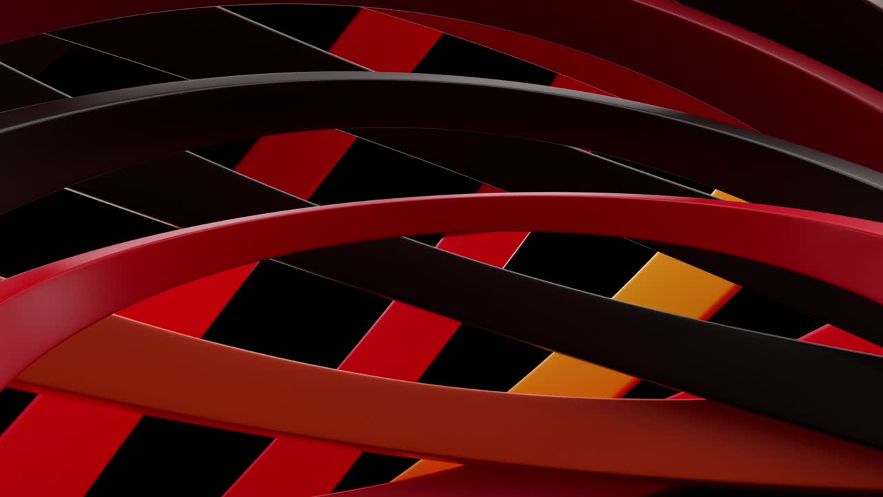 3D minimal art design abstract, rotation of multicolored geometric lines. Isolated over black background.