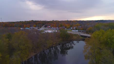 ionia michigan downtown city establishing shot wide shot fall colors