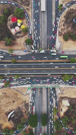 cloverleaf intersection traffic jam in cdmx, vertical video