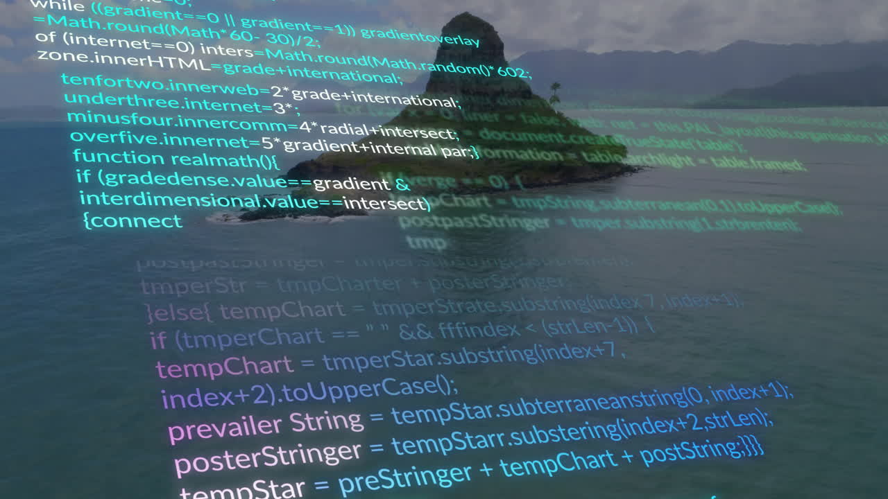 Animation of data processing over seascape