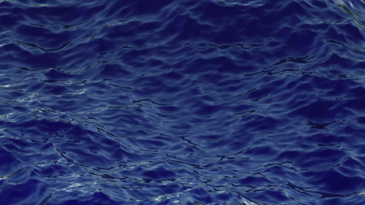 animación de bucle 3d con olas azules en la superficie del agua. fondo líquido sin costuras con olas del mar o del océano en color azul oscuro profundo.