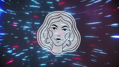 animation of head icon over light trails on black background