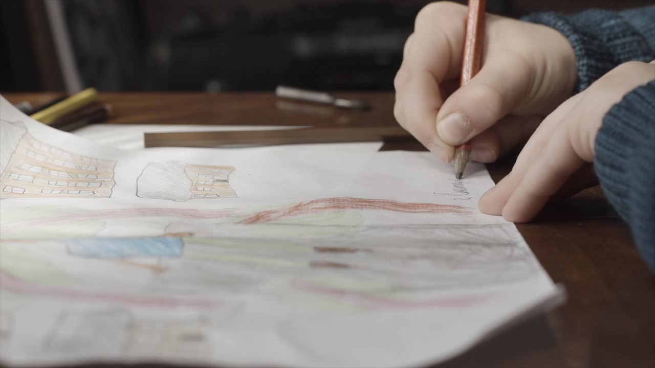 종이에 그림을 그리는 아이