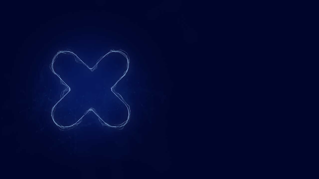 Cross mark icon with plexus effect. Connected lines with dots. Lines plexus