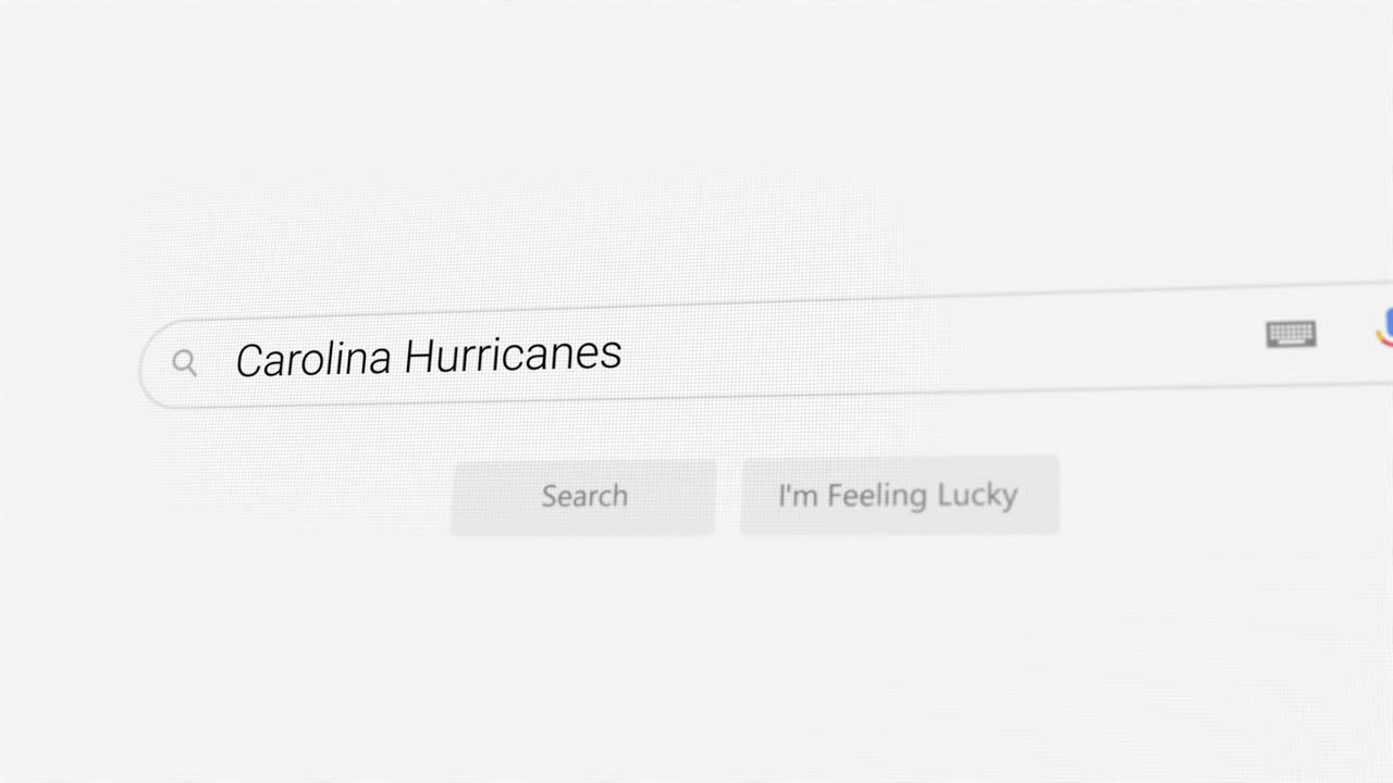 Searching for Carolina Hurricanes on Internet browser