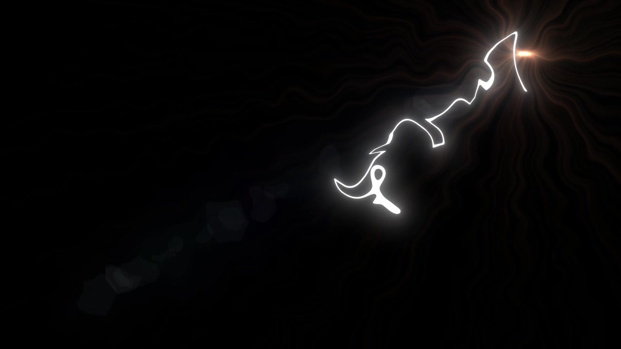 Abstract Tracce di luce incandescente su sfondo nero