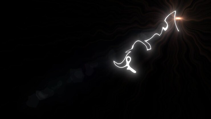 Abstract Tracce di luce incandescente su sfondo nero