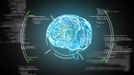 animación del procesamiento de datos digitales sobre el alcance y el cerebro humano