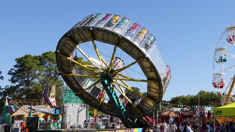 spinning ride at a lively amusement park