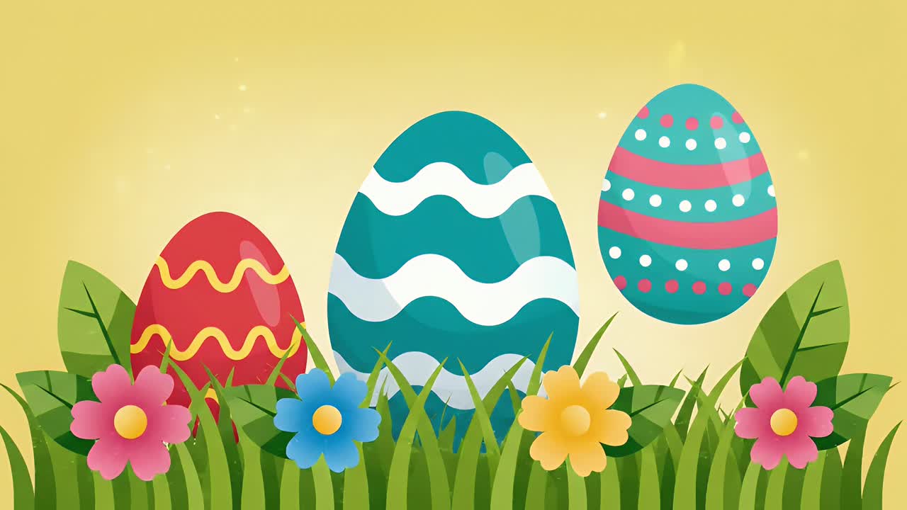 Animated happy easter day greeting card