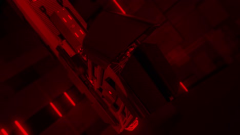 futuristic computer system in red light