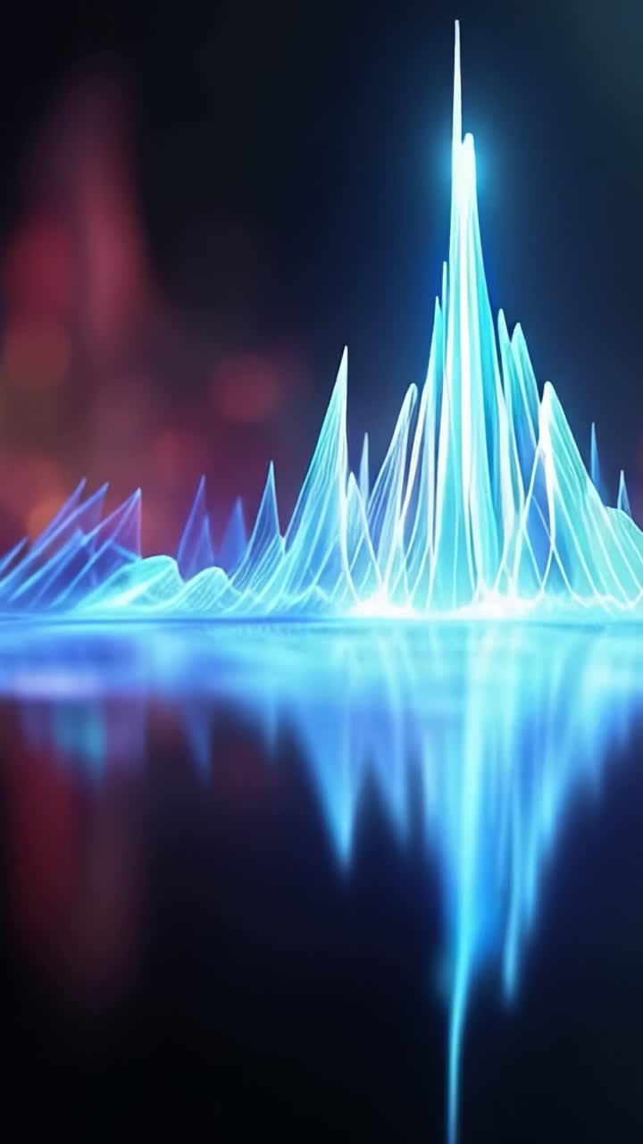 Dynamic Visual Representation of Sound Waves: A Stunning Display of Vibrant Blue and Ethereal Light Reflections Capturing Motion and Energy in Abstract Art