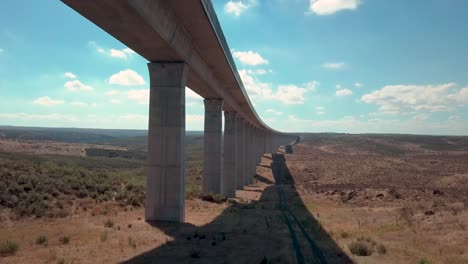 aerial view of a viaduct for trains in spain