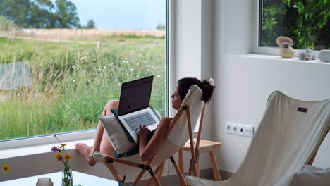 home office setup with countryside view