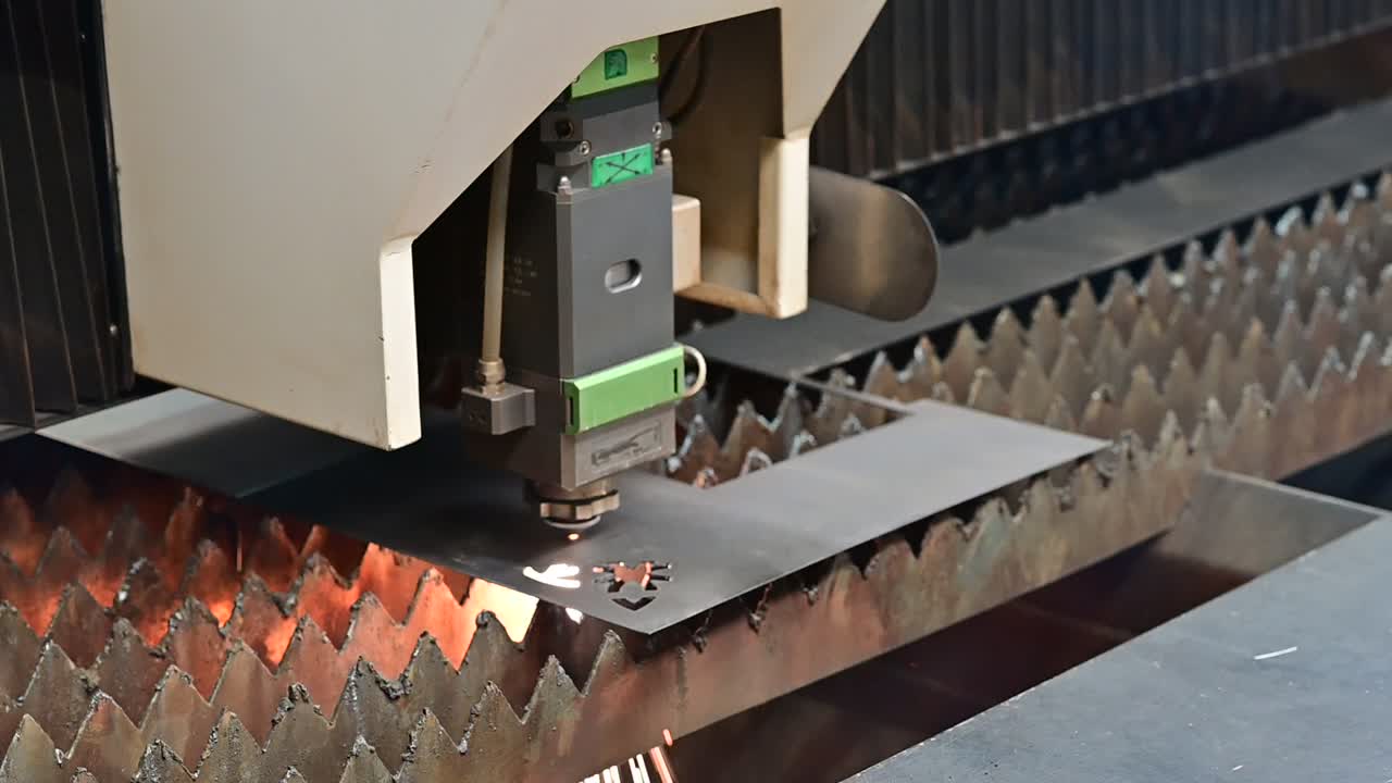 Laser Cutting Metal Sheet - Industrial Manufacturing Process