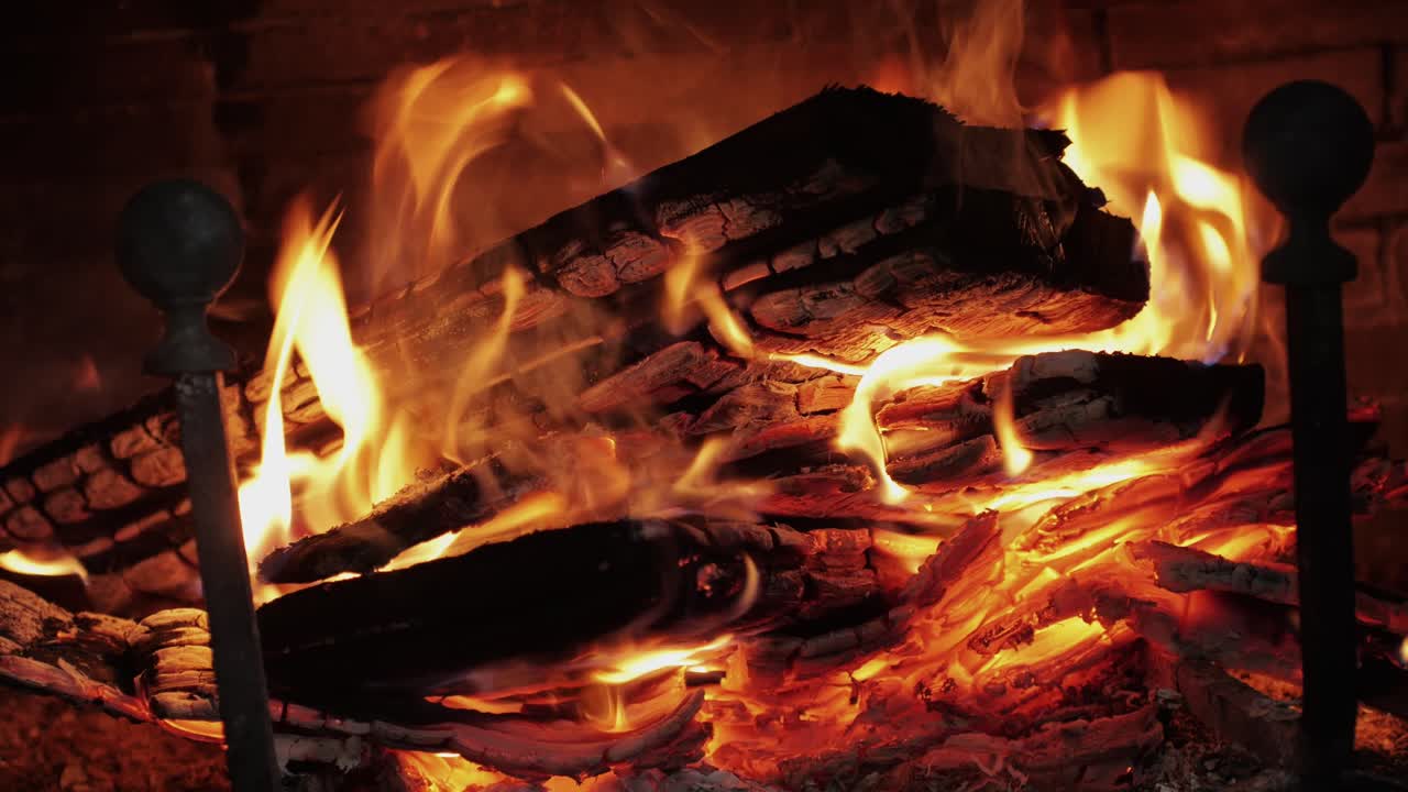 Cozy Fireplace Burning Wood