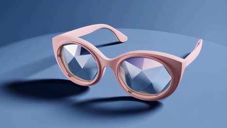pink geometric glasses on blue background