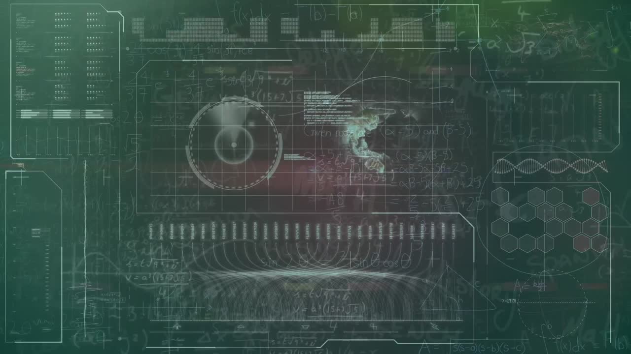 animación del procesamiento de datos sobre un fondo verde