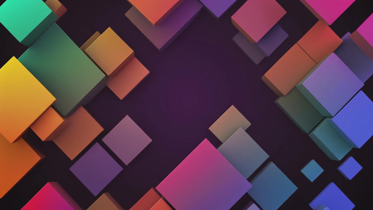 Abstract Animation of Colorful Floating 3D Cubes