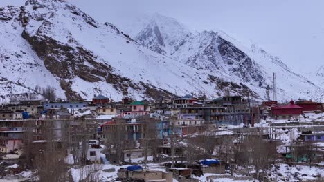 colorful mountain village in winter