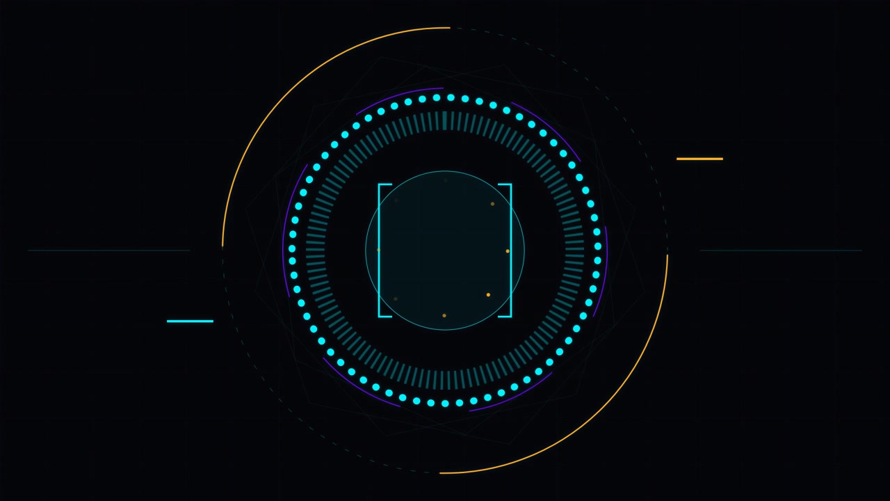 Futuristic Digital HUD Interface with Rotating Circular Elements