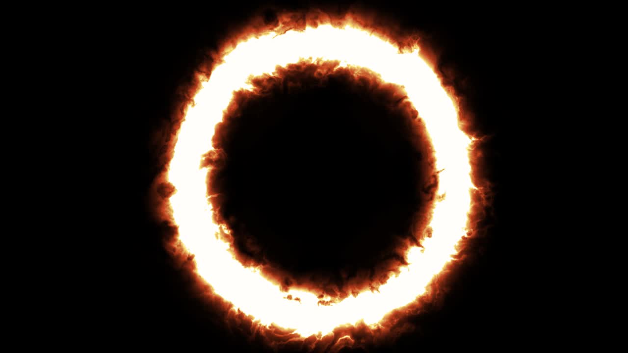Ring of fire on a black background. Ring of fire flame video in 4k quality